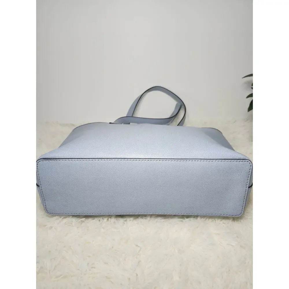 Michael Kors Light Blue Leather Tote with Gold Plaque - Picture 3 of 15